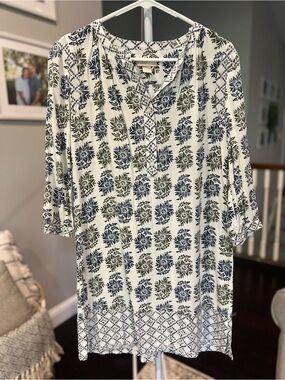 LOFT Dress with Blue and Olive Floral - Medium